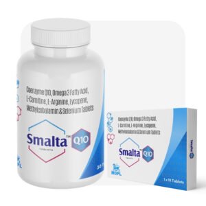Smalta Q10 Coenzyme Q10 supplement — bottle 30 tablets and strip 10 tablets — by MDPL India