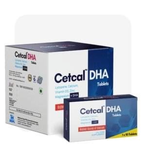 Cetcal DHA Calcium Carbonate Lycopene DHA Bone Health Antioxidant Supplement Tablet Front by MDPL India