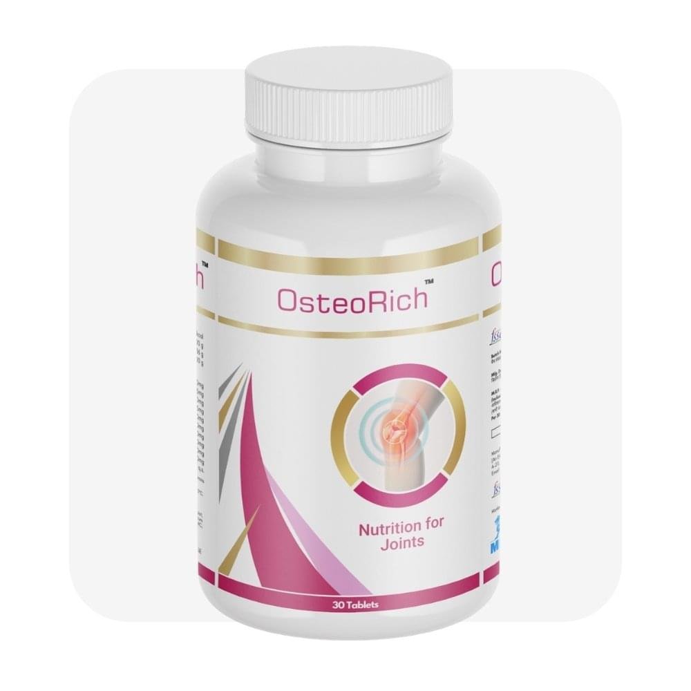 Osteo Rich Glucosamine Collagen Boswellia Bone Joint Supplement Front by MDPL India
